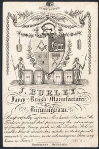 J Burley, Fancy Brush Manufacturer, Trade Card by English School