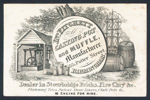 J N Fitchett, Casting Pot and Muffle Manufacturer, Trade Card by English School