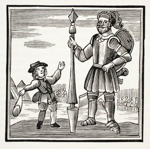 Jack and the Giant, illustration from Chap-books of the Eighteenth Century by John Ashton, pub. 1882 by English School