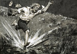 James Bruce rushing for what he thought was the Blue Nile by English School