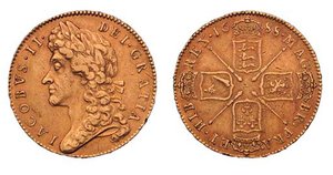 James II five-guineas, 1688