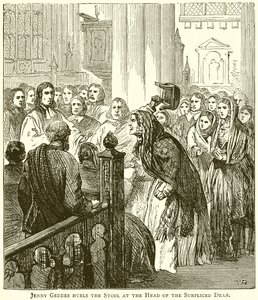 Jenny Geddes Hurls the Stool at the Head of the Surpliced Dean by English School