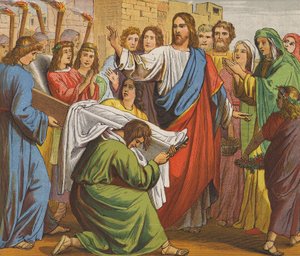 Jesus Christ raising the son of the widow of Nain by English School