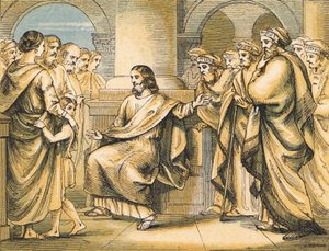 Jesus Rebukes the Scribes and Pharisees by English School