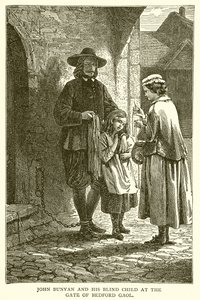 John Bunyan and his Blind Child at the Gate of Bedford Gaol by English School