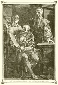 John Gutenberg Showing Part of the First Printed Book to Faust