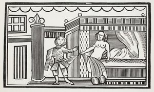 Joseph and his mistress, illustration from Chap-books of the Eighteenth Century by John Ashton, pub. 1882