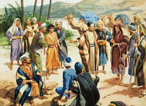 Joseph being sold for 20 pieces of silver