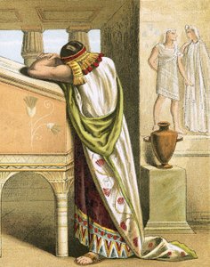 Joseph weeping after having seen Benjamin by English School
