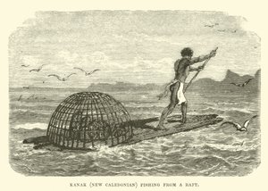 Kanak, New Caledonian Fishing from a Raft by English School