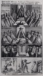 King Charles II (1630-85) with the Houses of Parliament, 1660 by English School