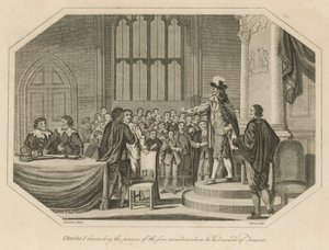King Charles I demanding the persons of the five members whom he had accused of treason by English School