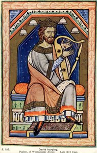 King David playing the Harp, Westminster Psalter by English School