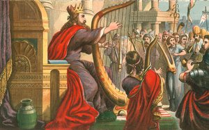 King David Singing Psalms by English School