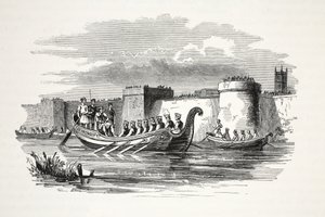 King Edgar Rowed by Eight Kings on the River Dee by English School
