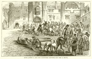 King James I and his Courtiers setting out for a Hunt