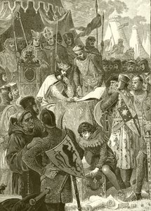 King John signing the Great Charter by English School