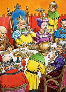 King and Queen at Unusual Dinner by English School
