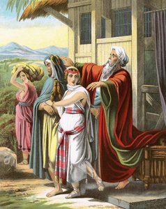 Laban Blessing Rebekah by English School