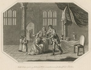 Lady Gray imploring King Edward IV for maintenance for herself and children