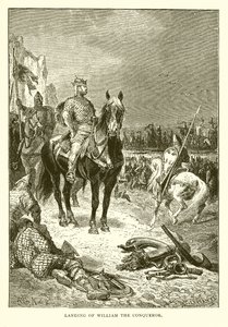 Landing of William the Conqueror by English School
