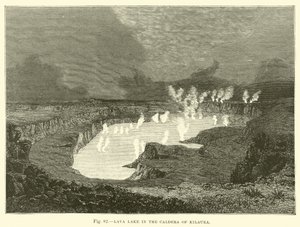 Lava lake in the Caldera of Kilauea by English School