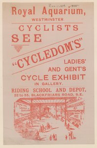 Leaflet Advertising the Cycledoms Ladies and Gents Cycle Exhibit at the Royal Aquarium by English School