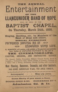 Leaflet Advertising the Annual Entertainment of the Llangunider Band of Hope by English School
