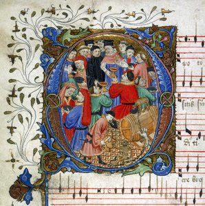 Letter of a medieval drinking song from Windsor Carol Book, c.1440