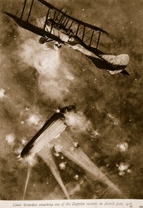 Lieut. Brandon Attacking One of the Zeppelin Raiders on March 31st, 1916, 1914-19