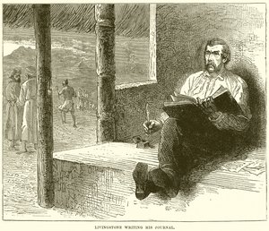 Livingstone Writing His Journal by English School