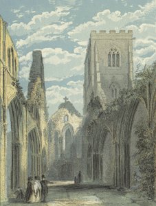 Llandaff Cathedral, Nave looking West by English School