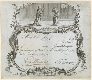 Lock Hospital, Hyde Park Hospital. Donation Slip by English School