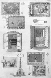 Locks and Safes on display at the Great Exhibition of 1862, illustration from The Illustrated London News, November 15 1862