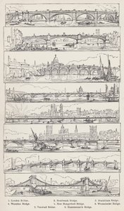London Bridge, Southwark Bridge, Blackfriars Bridge, Waterloo Bridge, New Hungerford Bridge, Westminster Bridge, Vauxhall Bridge, Hammersmith Bridge