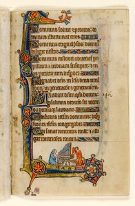 Playing an Organ, Marginal Decoration from the Macclesfield Psalter, Use of Sarum, East Anglia (c.1330) by English School