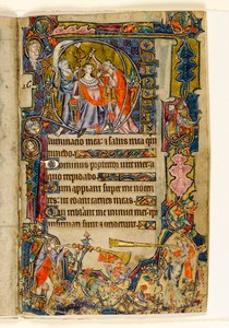 The Anointing of David and Trumpeters, Historiated Initial from the Macclesfield Psalter, Use of Sarum, East Anglia (c.1330)