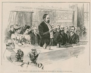 M Emile Zola reading a paper before the Institute of Journalists in the hall of Lincolns Inn, London