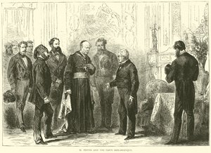 M Thiers and the Corps Diplomatique, March 1871 by English School