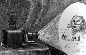 Magic Lantern projecting a scene of Ancient Egypt by English School
