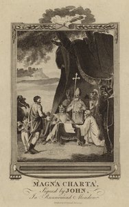 Magna Carta signed by King John in Runnymede Meadow