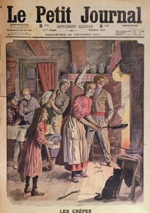 Making pancakes, illustration from Le Petit Journal, 26th February 1911 by English School