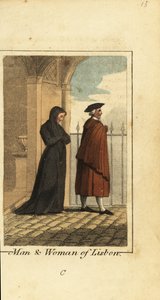 Man and woman of Lisbon, Portugal by English School