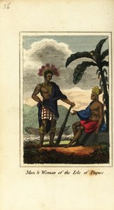 Man and woman of the Isle of Paques or Easter Island