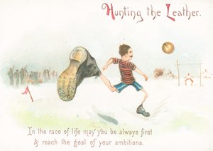 Man with Moustache About to Score a Goal in Football by English School