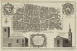 Map of Bread Street Ward and Cordwainers Ward, London