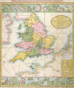 Map of Britain, illustrating the threatened invasion by Napoleon Bonaparte (1769-1821) 1803 by English School