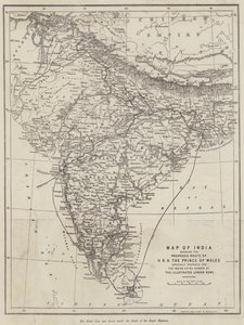 Map of India showing the Proposed Route of HRH the Prince of Wales by English School
