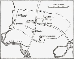 Map of Oxford, England, 12th to 13th century, from 