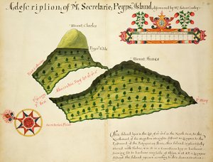 Map of Secretaire and Pepys Islands in the Magellan Straits, c.1628 by English School